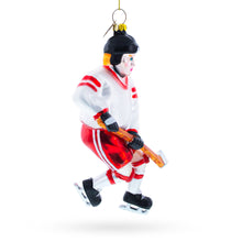 Load image into Gallery viewer, Hockey Player Glass Christmas Ornament