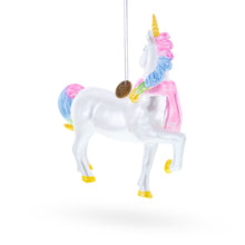 Load image into Gallery viewer, Rainbow Unicorn Glass Christmas Ornament