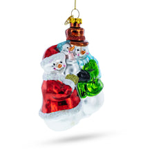 Load image into Gallery viewer, Snowman Family with Baby Glass Christmas Ornament