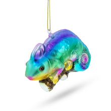 Load image into Gallery viewer, Rainbow Chameleon Glass Christmas Ornament