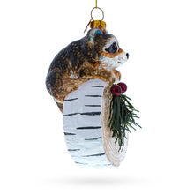 Load image into Gallery viewer, Raccoon on the Log Glass Christmas Ornament