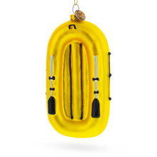 Load image into Gallery viewer, Sunny Yellow Rubber Boat Glass Christmas Ornament