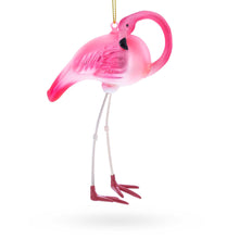 Load image into Gallery viewer, Pink Flamingo Glass Christmas Ornament