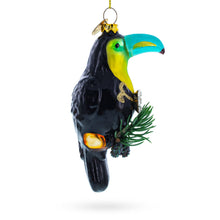 Load image into Gallery viewer, Toucan with Pine Branch Glass Christmas Ornament