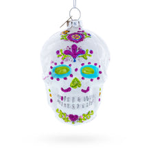 Load image into Gallery viewer, White Skull Glass Christmas Ornament