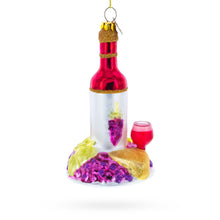 Load image into Gallery viewer, Red Wine with Snacks Glass Christmas Ornament