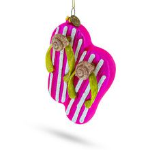 Load image into Gallery viewer, Pink Flip Flops Slippers Glass Christmas Ornament