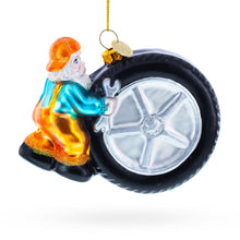 Load image into Gallery viewer, Tire Repair Mechanic Glass Christmas Ornament