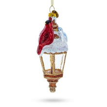 Load image into Gallery viewer, Red Cardinal Perched on Lantern Glass Christmas Ornament