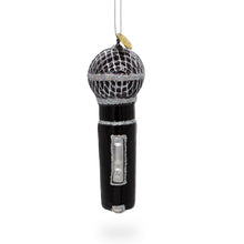 Load image into Gallery viewer, Black Microphone Glass Christmas Ornament