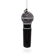 Load image into Gallery viewer, Black Microphone Glass Christmas Ornament