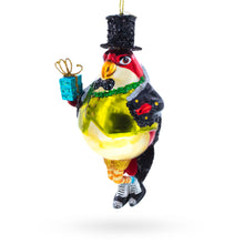 Load image into Gallery viewer, Penguin in Black Hat Glass Christmas Ornament