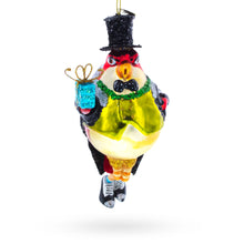 Load image into Gallery viewer, Penguin in Black Hat Glass Christmas Ornament