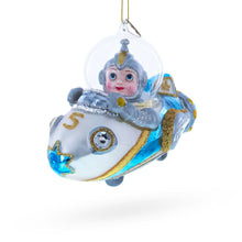 Load image into Gallery viewer, Astronaut Driving Spaceship Glass Christmas Ornament