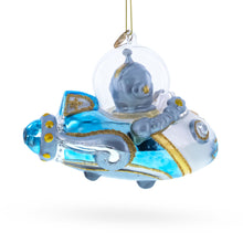 Load image into Gallery viewer, Astronaut Driving Spaceship Glass Christmas Ornament