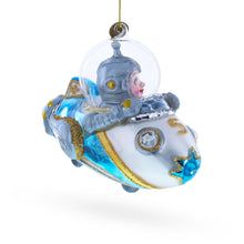Load image into Gallery viewer, Astronaut Driving Spaceship Glass Christmas Ornament