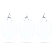 Load image into Gallery viewer, Set of 3 Oval Flat Discs Clear Glass Christmas Ornament, 5 Inches (127 mm)
