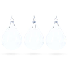Load image into Gallery viewer, Set of 3 Water Drop Clear Glass Ornament 4.5 Inches (115 mm)