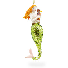 Load image into Gallery viewer, Mermaid Holding Sea Horse Glass Christmas Ornament