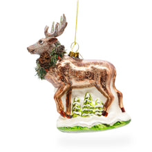 Load image into Gallery viewer, Moose Glass Christmas Ornament