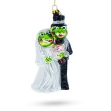 Load image into Gallery viewer, Frog Bride and Groom Glass Christmas Ornament