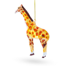 Load image into Gallery viewer, Glittered Giraffe Glass Christmas Ornament