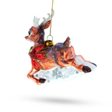 Load image into Gallery viewer, Baby Deer Running Glass Christmas Ornament