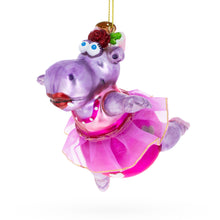 Load image into Gallery viewer, Hippo Ballerina Glass Christmas Ornament
