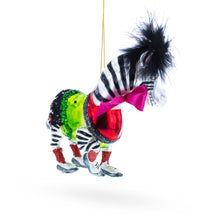 Load image into Gallery viewer, Zebra in Costume Glass Christmas Ornament