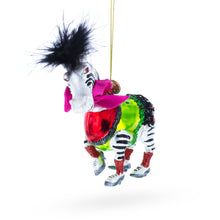 Load image into Gallery viewer, Zebra in Costume Glass Christmas Ornament
