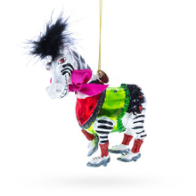 Load image into Gallery viewer, Zebra in Costume Glass Christmas Ornament