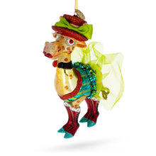 Load image into Gallery viewer, Giraffe in Costume Glass Christmas Ornament