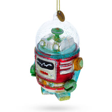 Load image into Gallery viewer, Glittered Robot Glass Christmas Ornament