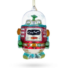 Load image into Gallery viewer, Glittered Robot Glass Christmas Ornament