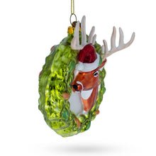 Load image into Gallery viewer, Reindeer Wreath Glass Christmas Ornament