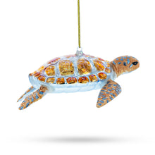 Load image into Gallery viewer, Glittered Turtle Glass Christmas Ornament