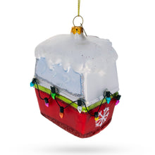 Load image into Gallery viewer, Santa with Skis in Gondola Glass Christmas Ornament