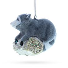 Load image into Gallery viewer, Racoon on a Log Glass Christmas Ornament