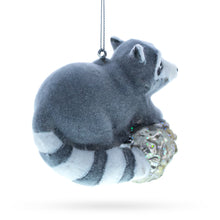 Load image into Gallery viewer, Racoon on a Log Glass Christmas Ornament