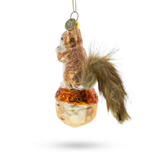 Load image into Gallery viewer, Squirrel on Acorn Glass Christmas Ornament