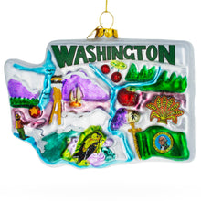 Load image into Gallery viewer, State of Washington Symbols, USA Glass Christmas Ornament