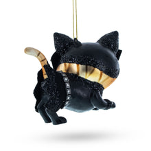 Load image into Gallery viewer, Cat in Mask Glass Christmas Ornament