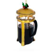 Load image into Gallery viewer, French Press Coffee Maker Glass Christmas Ornament