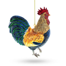 Load image into Gallery viewer, Vibrant Rooster Glass Christmas Ornament