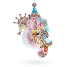 Load image into Gallery viewer, Santa Riding Seahorse Glass Christmas Ornament
