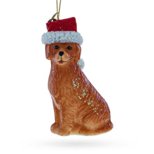 Load image into Gallery viewer, Golden Retriever in a Santa Hat Glass Christmas Ornament