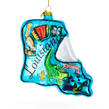 Load image into Gallery viewer, State of Louisiana Symbols, USA Glass Christmas Ornament