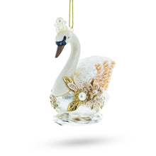 Load image into Gallery viewer, Royal Swan Adorned with Pearls Glass Christmas Ornament
