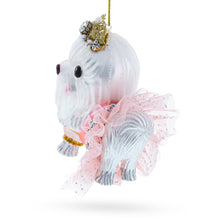 Load image into Gallery viewer, Bolonka Dog with Crown Glass Christmas Ornament
