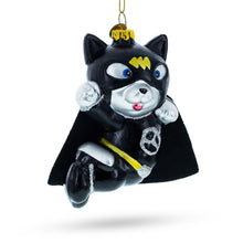 Load image into Gallery viewer, Superhero Kitty Glass Christmas Ornament